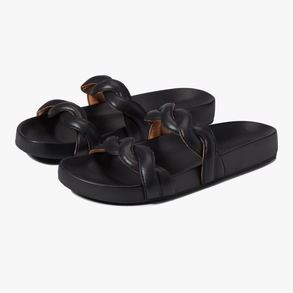 Madewell Black Braided Leather Slide Sandals View 4